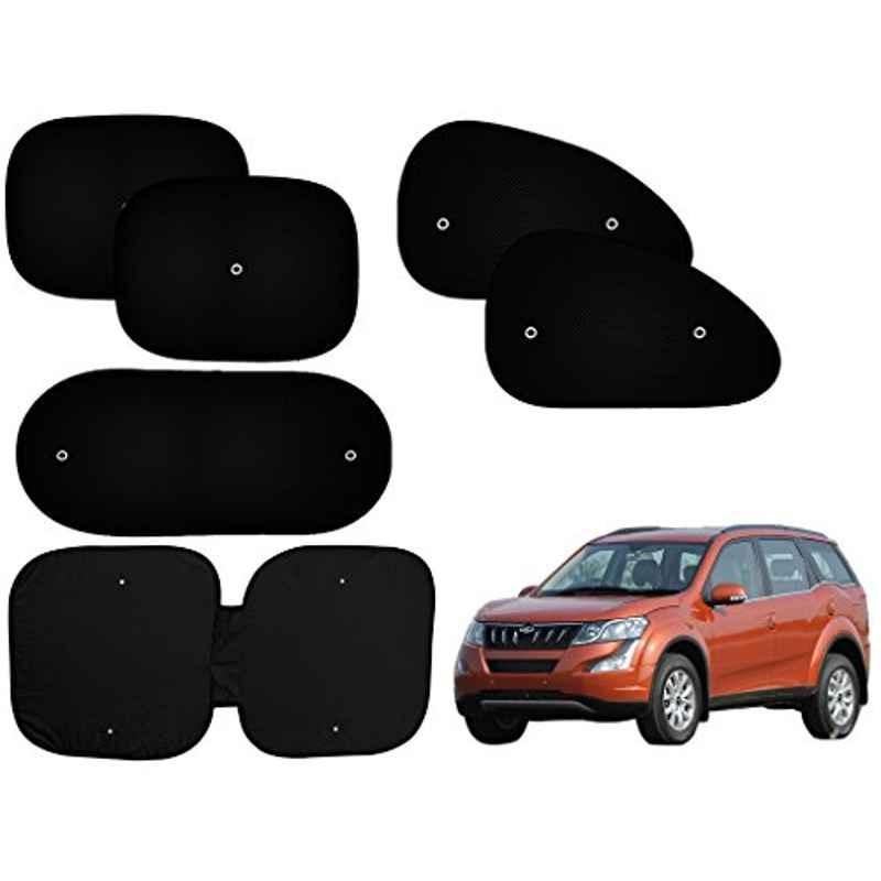 Auto Pearl 6 Pcs PVC & Mesh Black Window, Front & Rear Sun Shade Set for Mahindra XUV500 2015