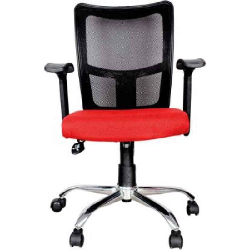 Rajpura Brio Medium Back Black & Red Revolving Office Executive Chair, RSE301-Black & Red