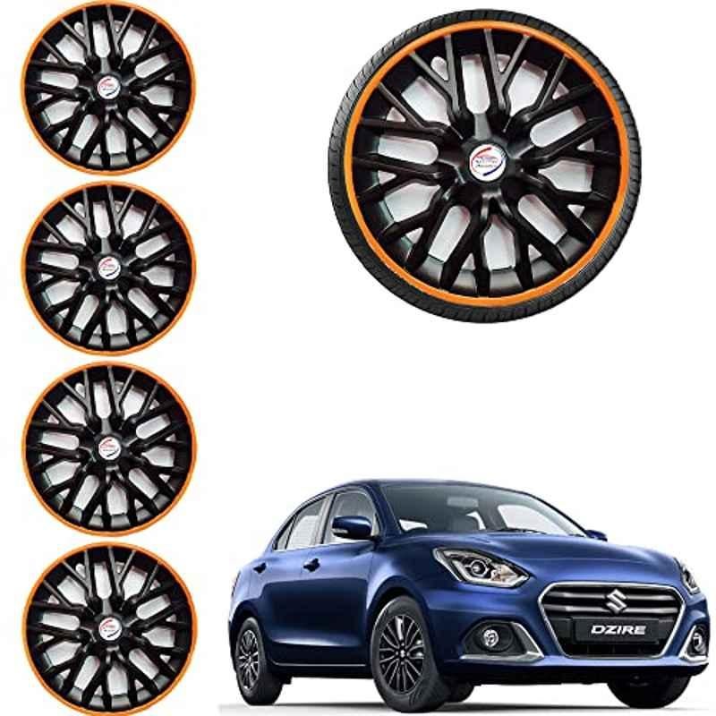 Auto Pearl 4 Pcs 14 inch ABS Phoenix Black & Orange Car Wheel Cover Set for Maruti Suzuki Dzire 2020