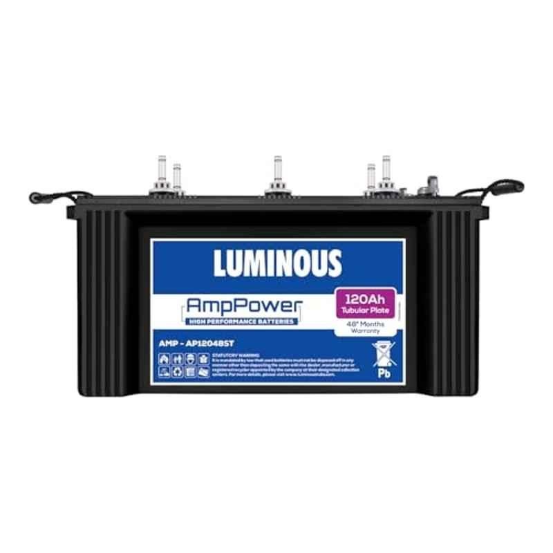 Luminous AmpPower AP12048ST 120Ah 12V Short Tubular Inverter Battery with 48 Months Warranty for Homes, Shops & Offices, F1160C910120