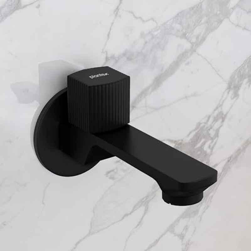 Plantex Single Knob Long Body Bib Tap for Bathroom with Water Saving Aerator/Tap for Wash Basin with Brass Spindle/Wall Mount Bib Tap with Wall Flange and Teflon Tape Black