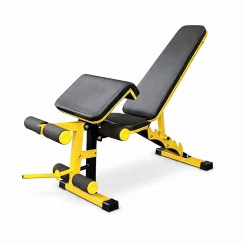 GYM24 Equipment Alloy Steel Black & Yellow Adjustable Incline Workout Bench