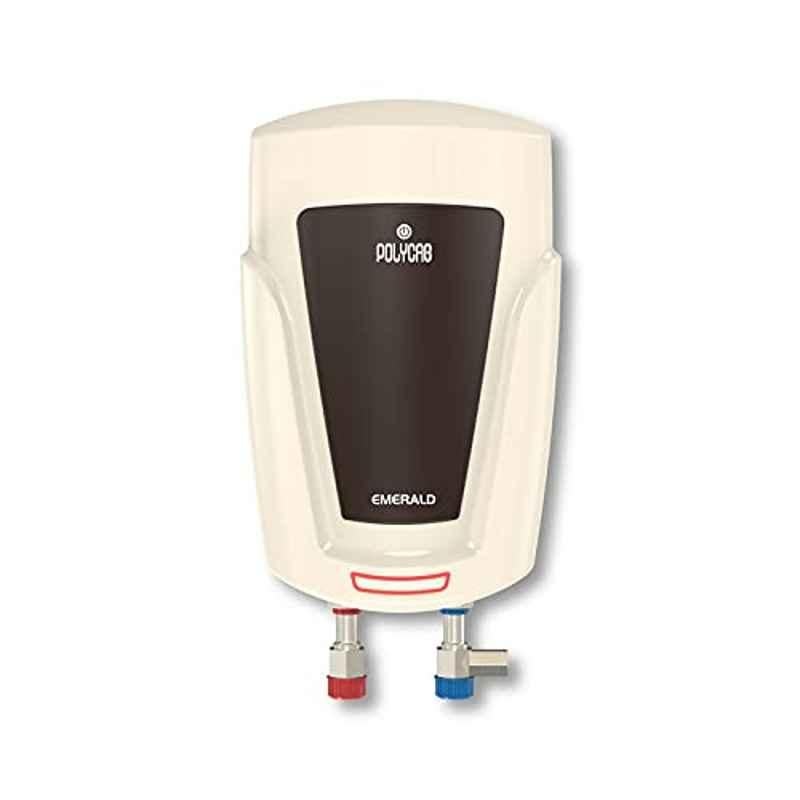 Polycab Emerald 1 Litre 3000W Ivory & Grey Brown Instant Water Heater, HWHINST015M