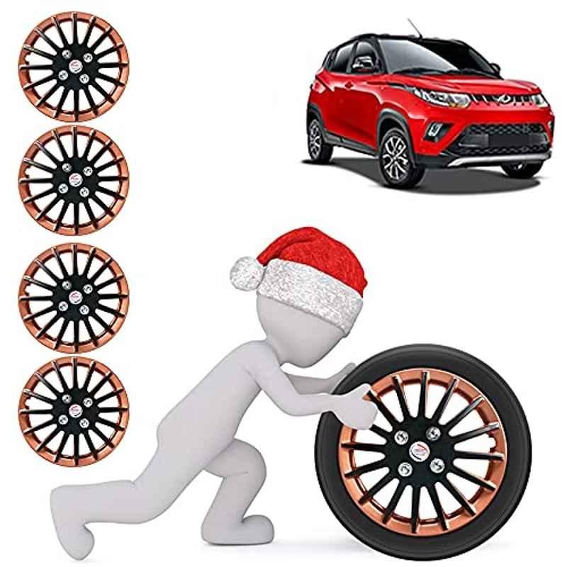 Auto Pearl 4 Pcs 14 inch ABS Camry Copper & Black Car Wheel Cover Set for Mahindra Mahindra KUV 100 NXT