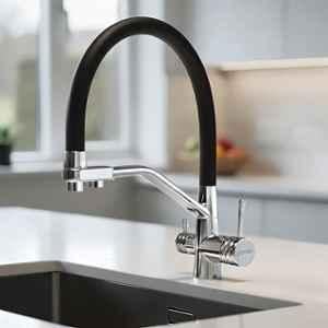 Plantex Pure Brass Silver Chrome Finish Flexible Sink Mixer for Kitchen/Rotable Water Mixer Faucet, APS-7904