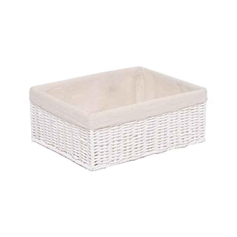 Homesmiths 39x30x16.5cm White Storage Basket with Liner, MAS0521-WHT, Size: XL