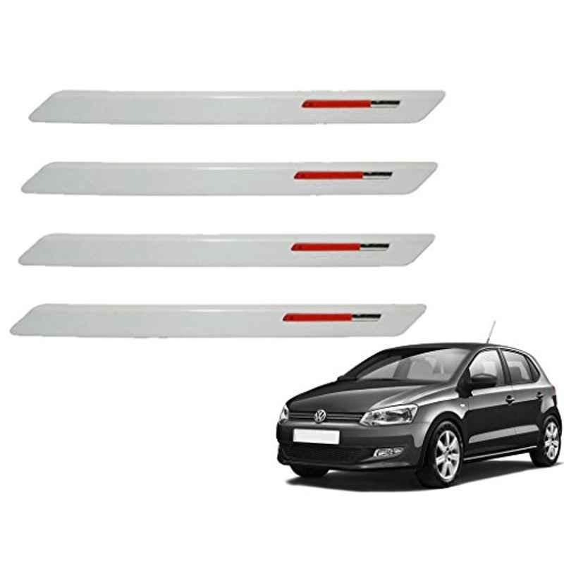 Kozdiko 4 Pcs White & Red Designer Car Bumper Protector Set for Volkswagen Polo, KOZ-20819