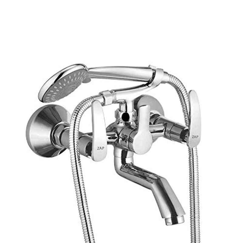ZAP Brass Arrow 2 In 1 Wall Mixer with Crutch & Multi Flow Hand Shower with 1.5m Flexible Tube