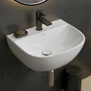 Plantex Orchid 15.5x13x5.5 inch Ceramic White Wall Hung Wash Basin for Bathroom