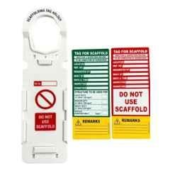 Telly Safety 3 Pcs Polyvinyl Chloride Green Safe, Yellow Warning & Red Do Not Use Scaffold Inspection Tag with Holder Kit
