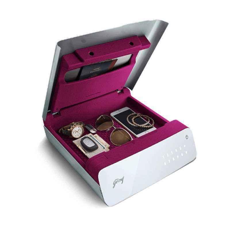 Godrej Goldilocks 2.2L White & Pink Personal Electronic Locker, 46171591SD00181