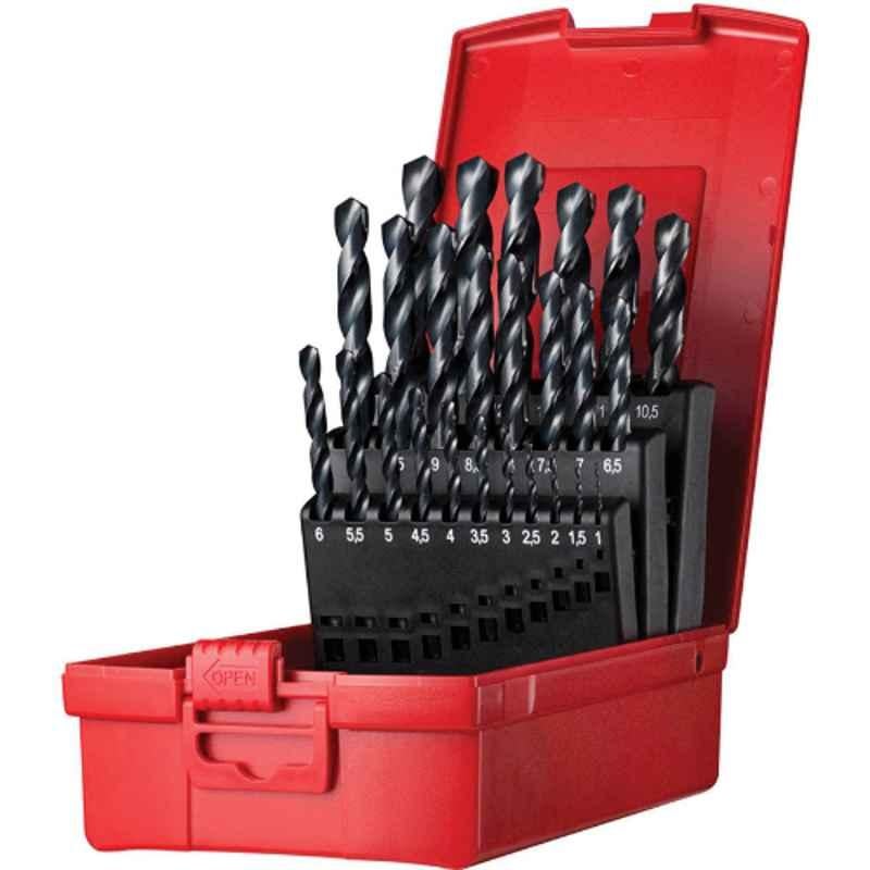 Dormer 25 Pcs 1-13mm Steam Tempered Finish HSS Jobber Drill Set, A190-204