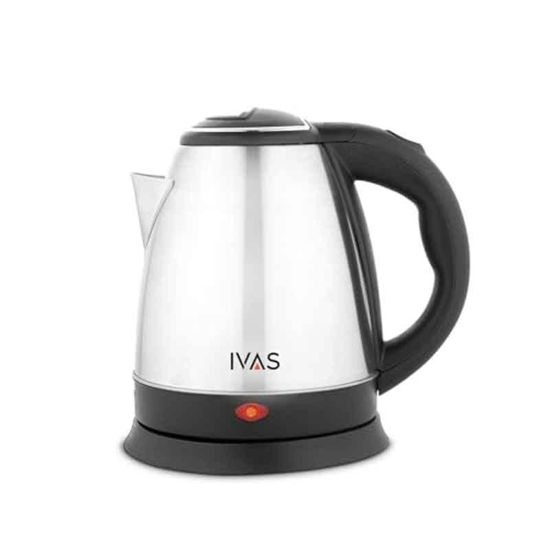 IVAS SwiftHeat 1.5 Litre 1350W Stainless Steel Black Electric Kettle with Cool Touch Handle & 2 Years Warranty