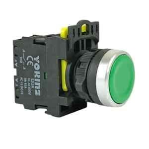 Yokins 22mm 220V 10A 1NO Green Push Button with Spring Return, EB2M-A-10-G