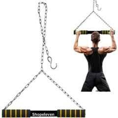 Shopeleven 120kg Stainless Steel Yellow & Black Chin up Bar with Hanging Chain