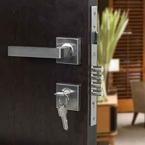 Saze Rose Stainless Steel Matt Finish One Side Key Mortise Door Lock Handle Set with 3 Keys, LB-301