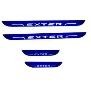 Car Accessories Hub 4 Pcs Acrylic Black Sill Scuff Plate Set with Blue LED for Hyundai Exter All Model
