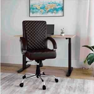 RM HOME Charlie PU Leather Medium Back Brown Executive Chair