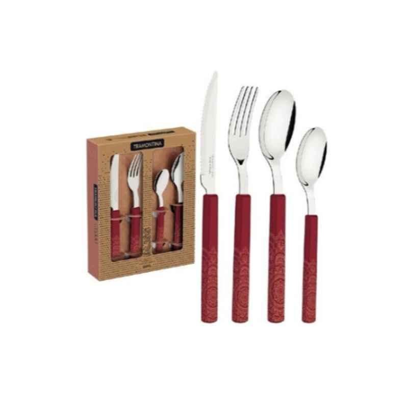 Tramontina 16Pcs Stainless Steel Red Cutlery Set, 29899127