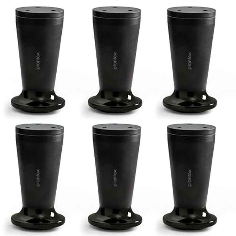 Plantex 4 inch Aluminium Black Sofa Legs with Rubber Grip, DTS-87 (Pack of 6)