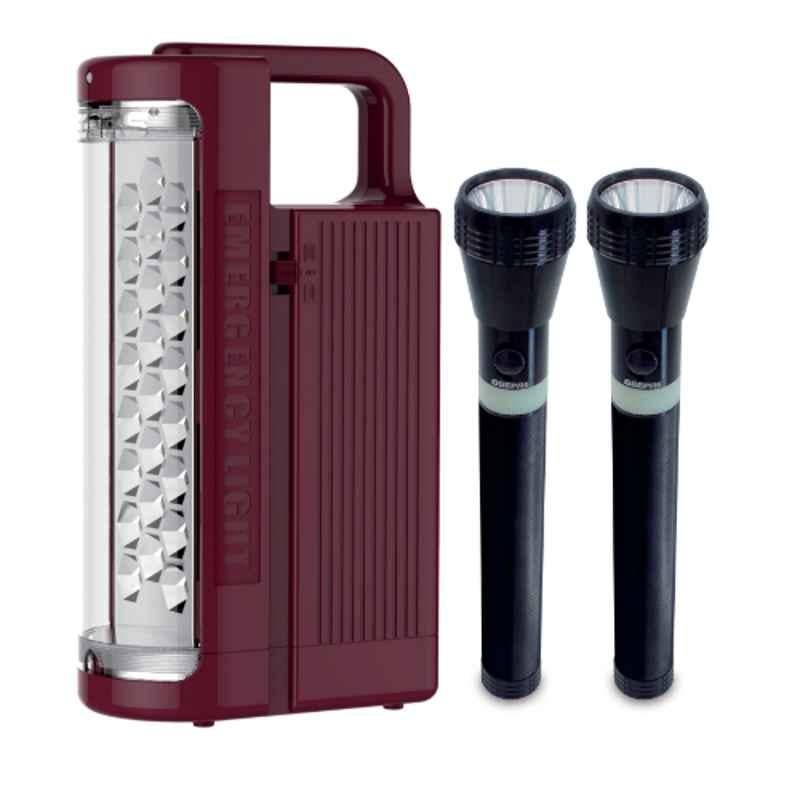 Geepas 4V 6000mAh Rechargeable LED Lantern & 2Pcs Torch Set, GEFL4141