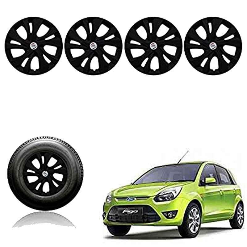 Auto Pearl 4 Pcs 14 inch Plastic Black Press Fitting Wheel Cover Set for Ford Figo T-1
