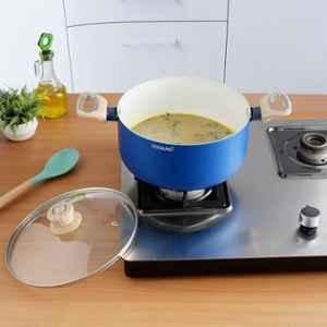 Cookaid Velora 3.9 Litre 22cm Aluminium RV Blue Non Stick Ceramic Coated Casserole with Glass Lid, CKD-CC-CS22-36