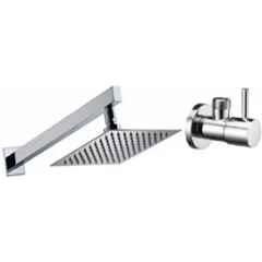 Senkiddpro Turbo Stainless Steel Chrome Finish Wall Mounted Angle Cock & 4x4 inch Slim Overhead Shower Combo