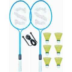 STYRKR Alloy Steel Multicolour Badminton Racquet Set of 2 with Shuttlecock 6 1 Skipping Rope Badminton Kit