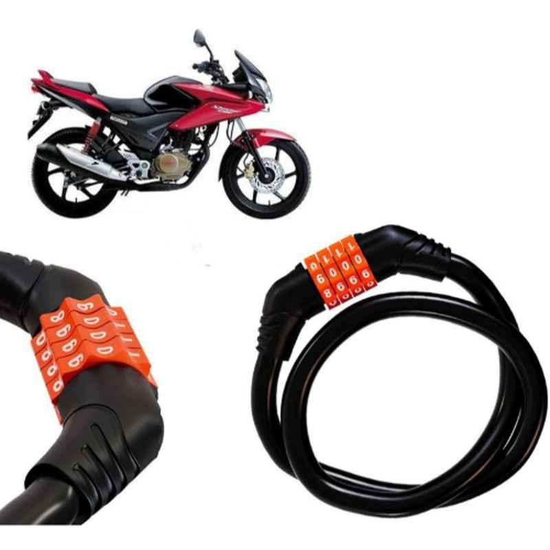 Auto Pearl Black & Orange 4 Digit Anti-Theft Combination Number Lock for CBF