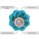 Atom 1.25 Inch Blue Crystal Glass Melon Marigold Flower Cabinet Door knob (Pack of 4)