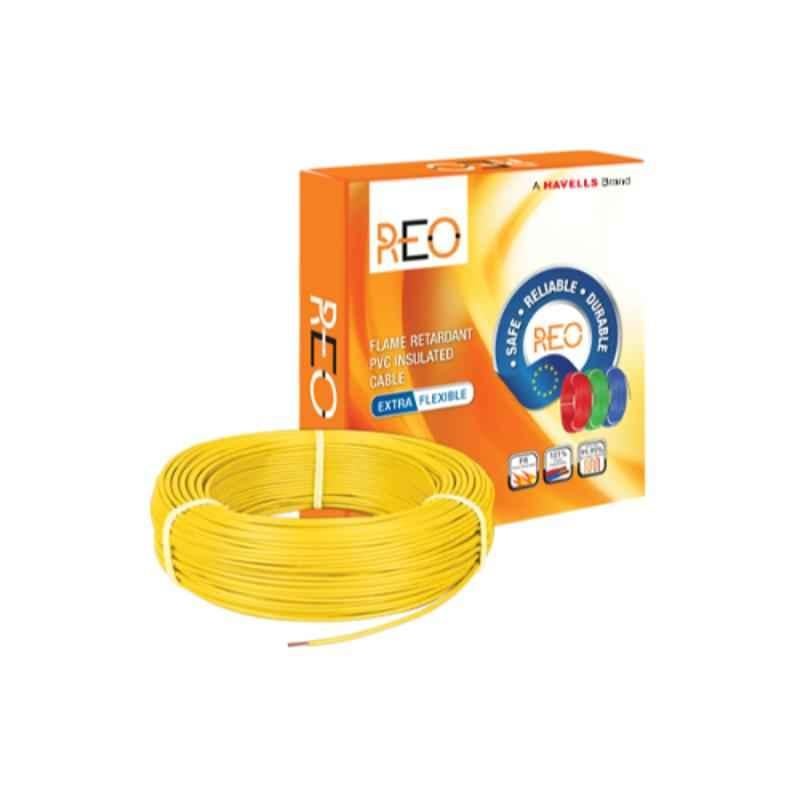 Havells Reo FR PVC 90m 1 Sqmm Single Core Yellow Copper Insulated Cable, WRFFDN-A11X0