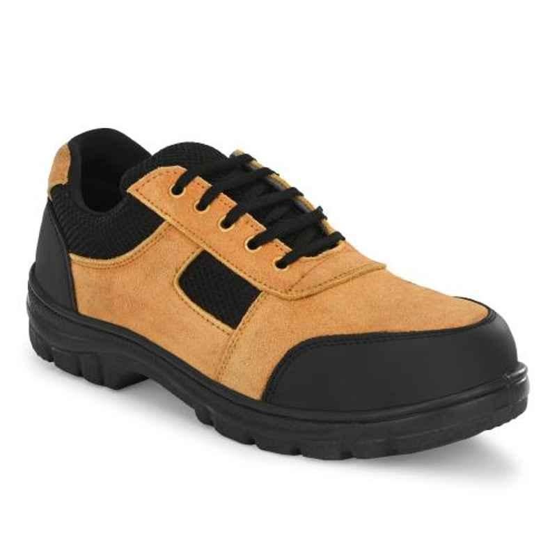 Kavacha S119 Suede Leather Tan Steel Toe Work Safety Shoes, Size:  8