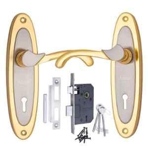 ATOM 7 inch Iron Silver Gold Finish Mortise Door Lock Set, MH-412-KY-SG