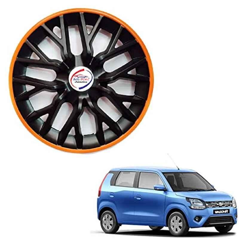Auto Pearl 4 Pcs 13 inch ABS Black & Orange PBO23 Hubcap Wheel Cover Set with Retention Ring for Maruti Suzuki WagonR 2019