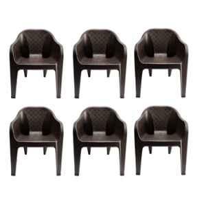 RW Rest Well Maxima 6 Pcs Brown Plastic Chair Set