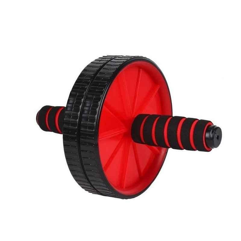 Strauss Black & Red PP & PVC Double Exercise Wheel, ST-1082