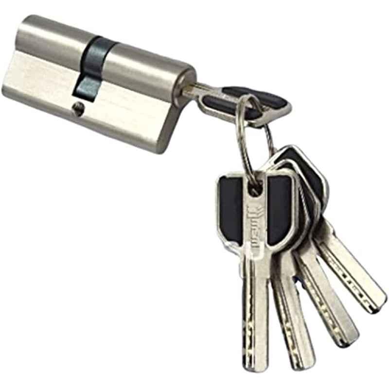 MSM 60mm Brass Silver Cylinder Door Lock Both Side with 5 Keys
