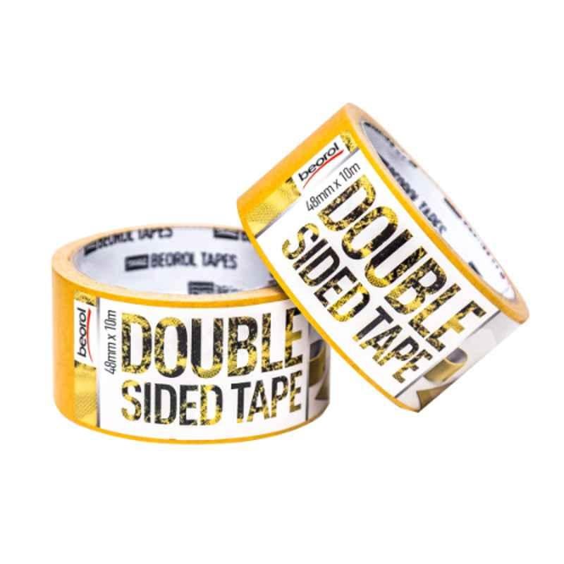 Beorol 10mx48mm Siliconized Paper & Polypropylene Yellow & White Double Sided Tape, DT50-10