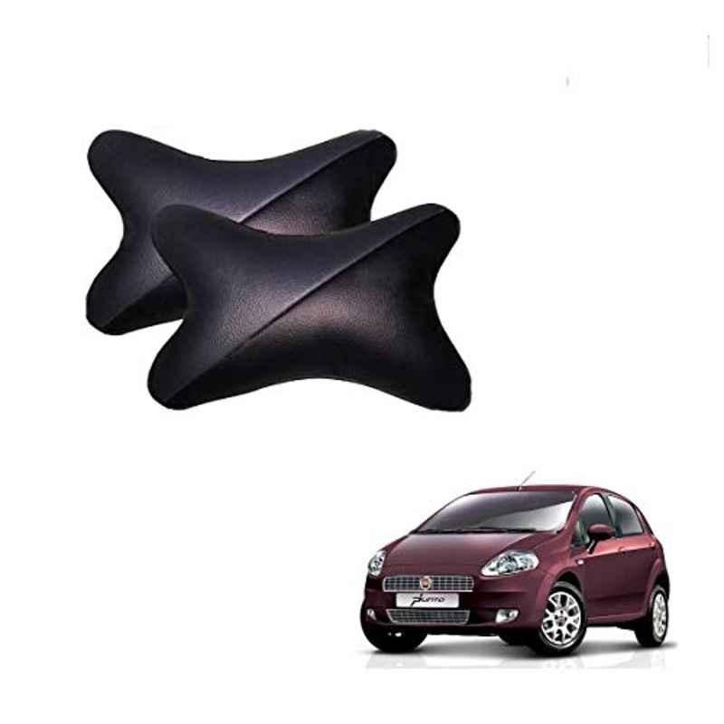 Kozdiko 2 Pcs Memory Foam Grey & Black Car Neck Rest Cushion Pillow Set for Fiat Punto