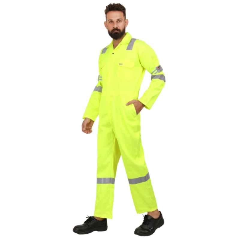 Club Twenty One Workwear Himalaya Yellow Poly Cotton Safety Coverall with Reflective Tape, 2013, Size: M