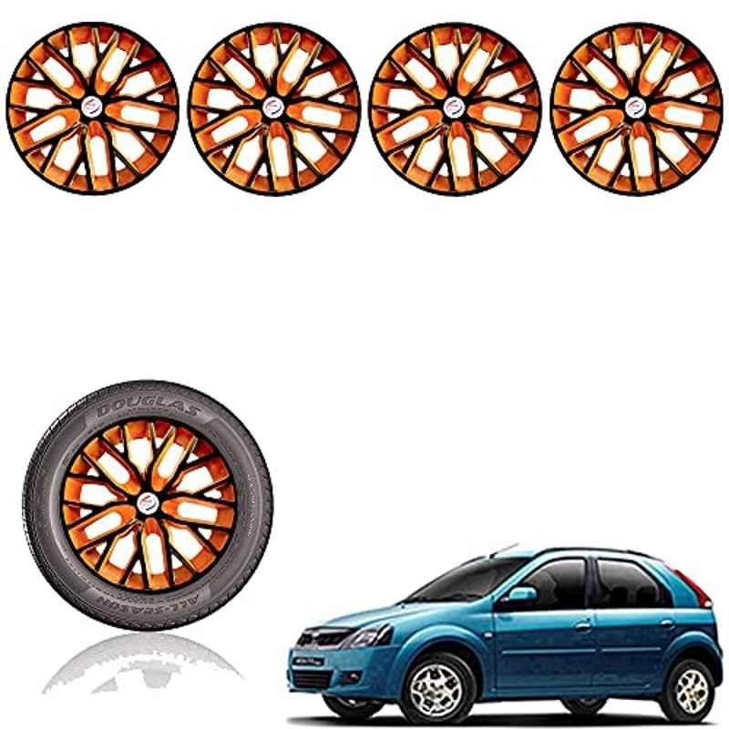 Auto Pearl 14 inch ABS Black & Orange Press Type Car Hub Cap Wheel Cover for Verito