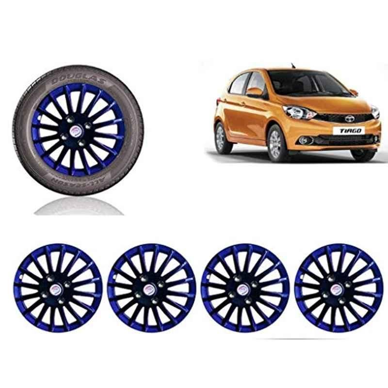 Auto Pearl 4 Pcs 14 inch ABS Black & Blue Car Wheel Cover Set for TATA Tigor