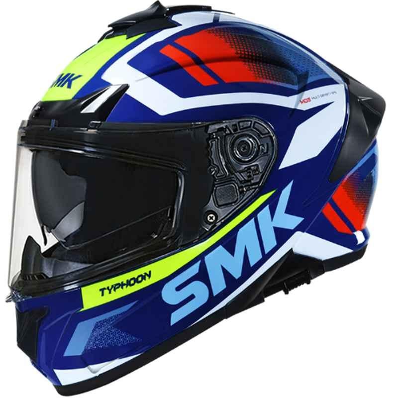 SMK Typhoon Thorn Multicolour Full Face Motorbike Helmet, GL543, Size: Extra Small