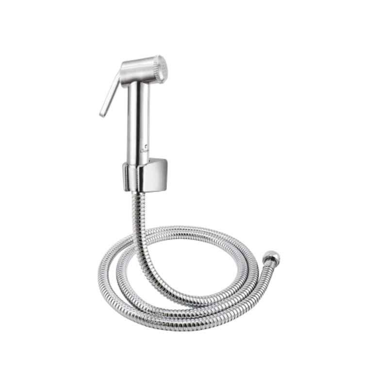 Cliquin Olive ABS Chrome Wall Mounted Health Faucet with SS-304 1.5m Flexible Shower Tube, KSHF2206