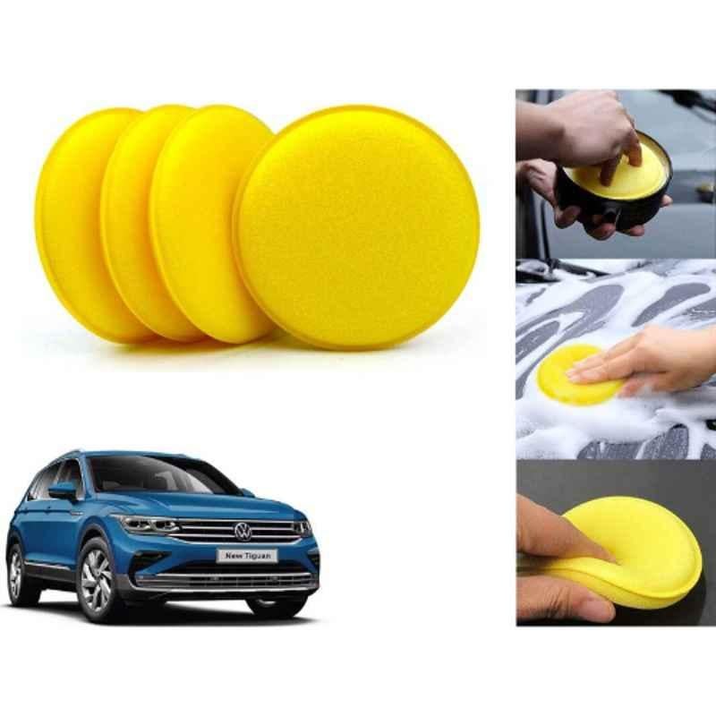 Auto Pearl Polyurethane Beige Washing & Waxing Polish Foam Sponge for Tiguan (Pack of 4)