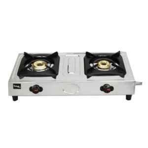 Sigri-Wala Surya Prime Cook 2 Burner Stainless Steel Manual Gas Stove with Lighter & Hose Pipe