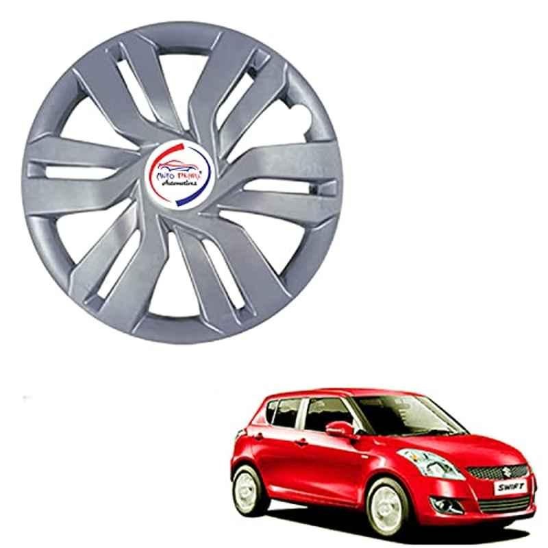 Auto Pearl 4 Pcs 14 inch ABS Press Type Hubcap Wheel Cover Set with Retention Ring for Maruti Suzuki Swift Type 3 SLVR34