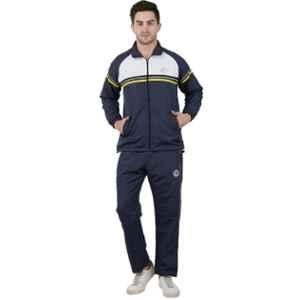 World Sports Polyester Navy Blue & White Self Design Track Suit for Men, Size: M