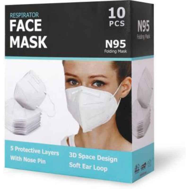 Wellstar N95 5 Layer Reusable Anti Pollution Breathable White Face Mask for Men, Women & Kids, MM-2 (Pack of 10)